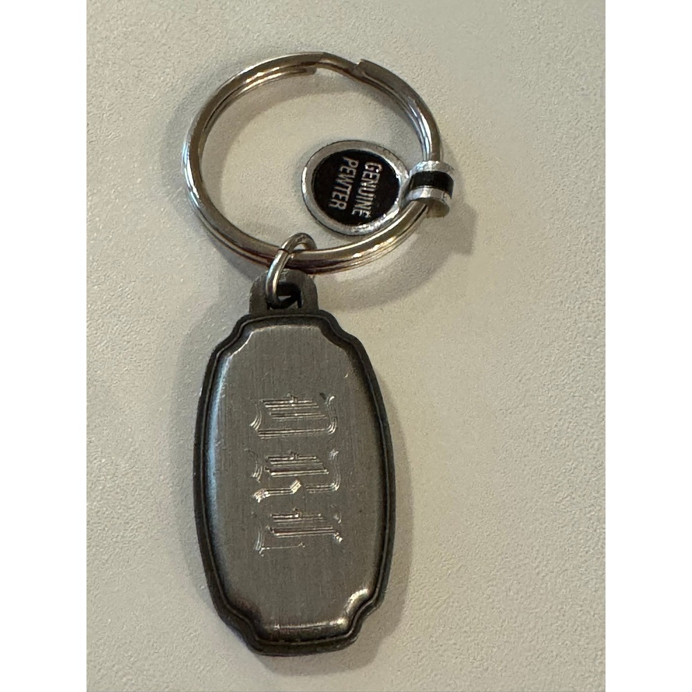 Vintage Genuine Pewter DRL Monogram Keychain Key Ring